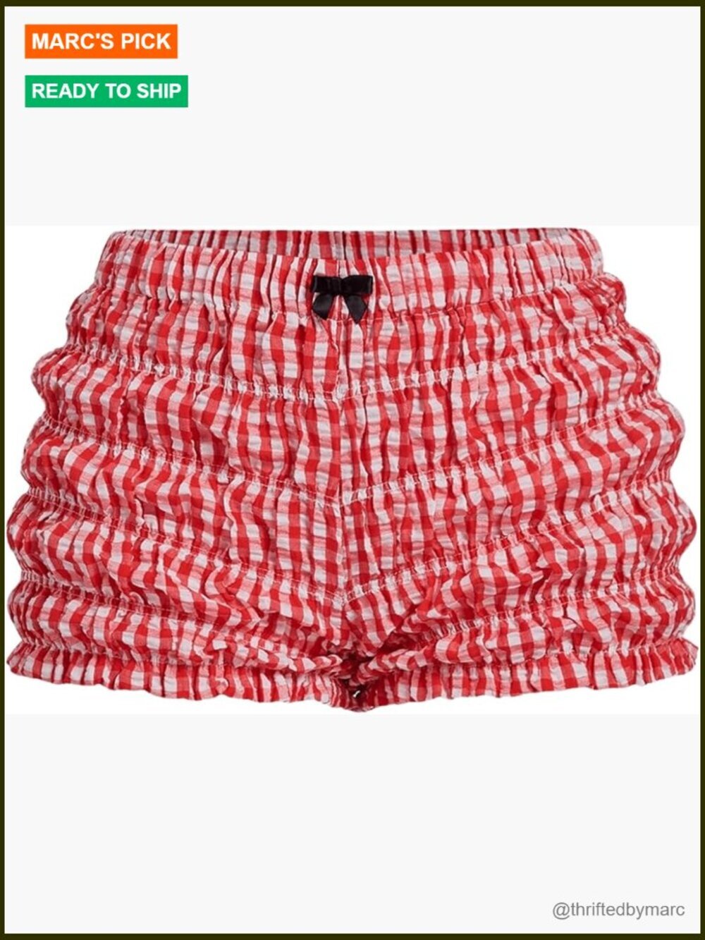 Ruffle Bloomer Shorts Plaid Y2k Lace Frill Bottoms Elastic Waist